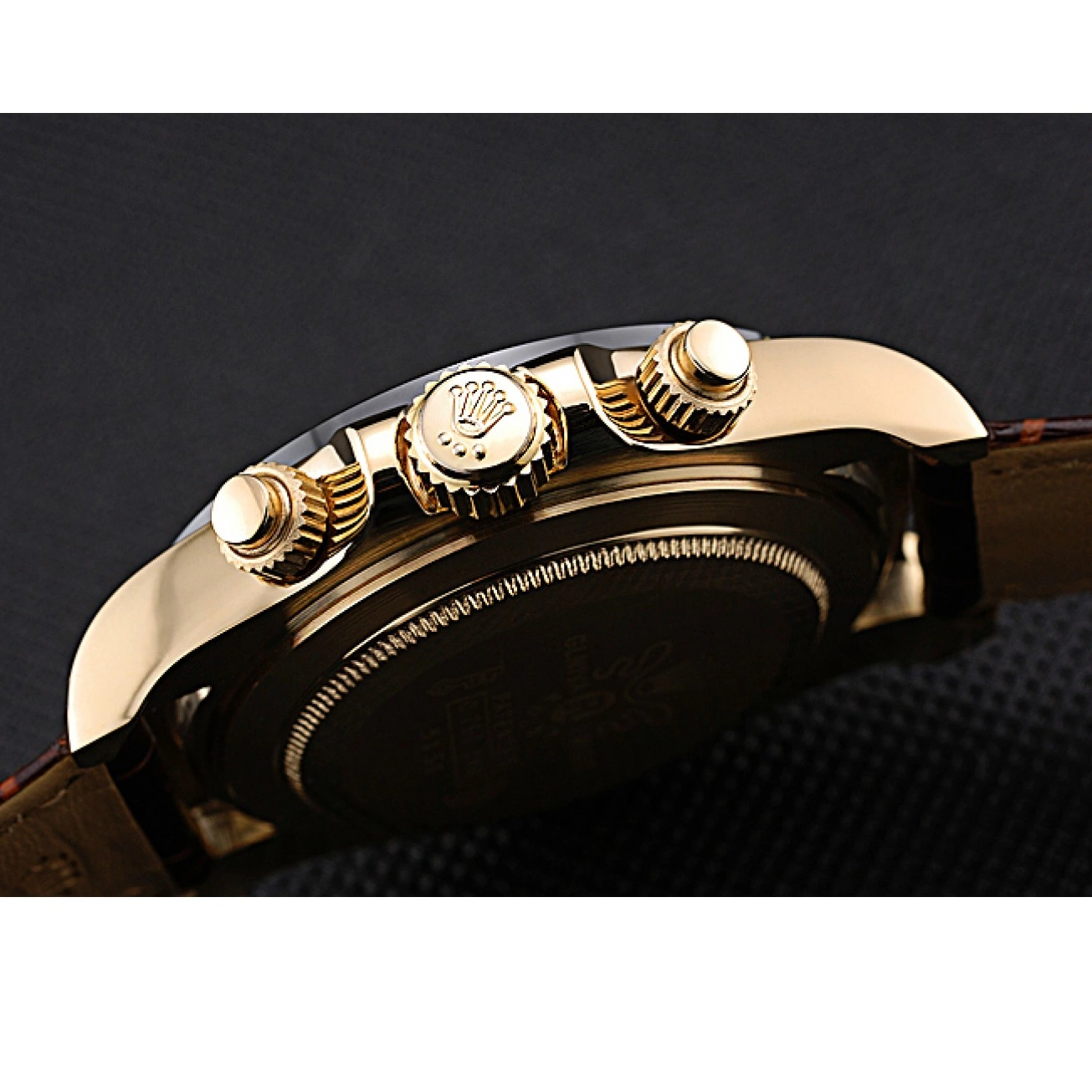 Good copy rolex watches 622633 Cosmograph Daytona Leather Bracelet White Case Gold Brown Dial Rolex 0817